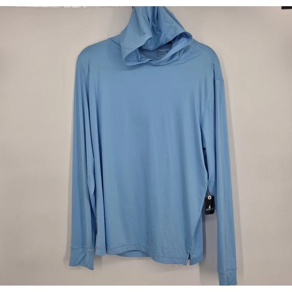 NEW Johnnie-O Talon Performance Lightweight Hoodie Men's Medium Mahalo Blue NWT